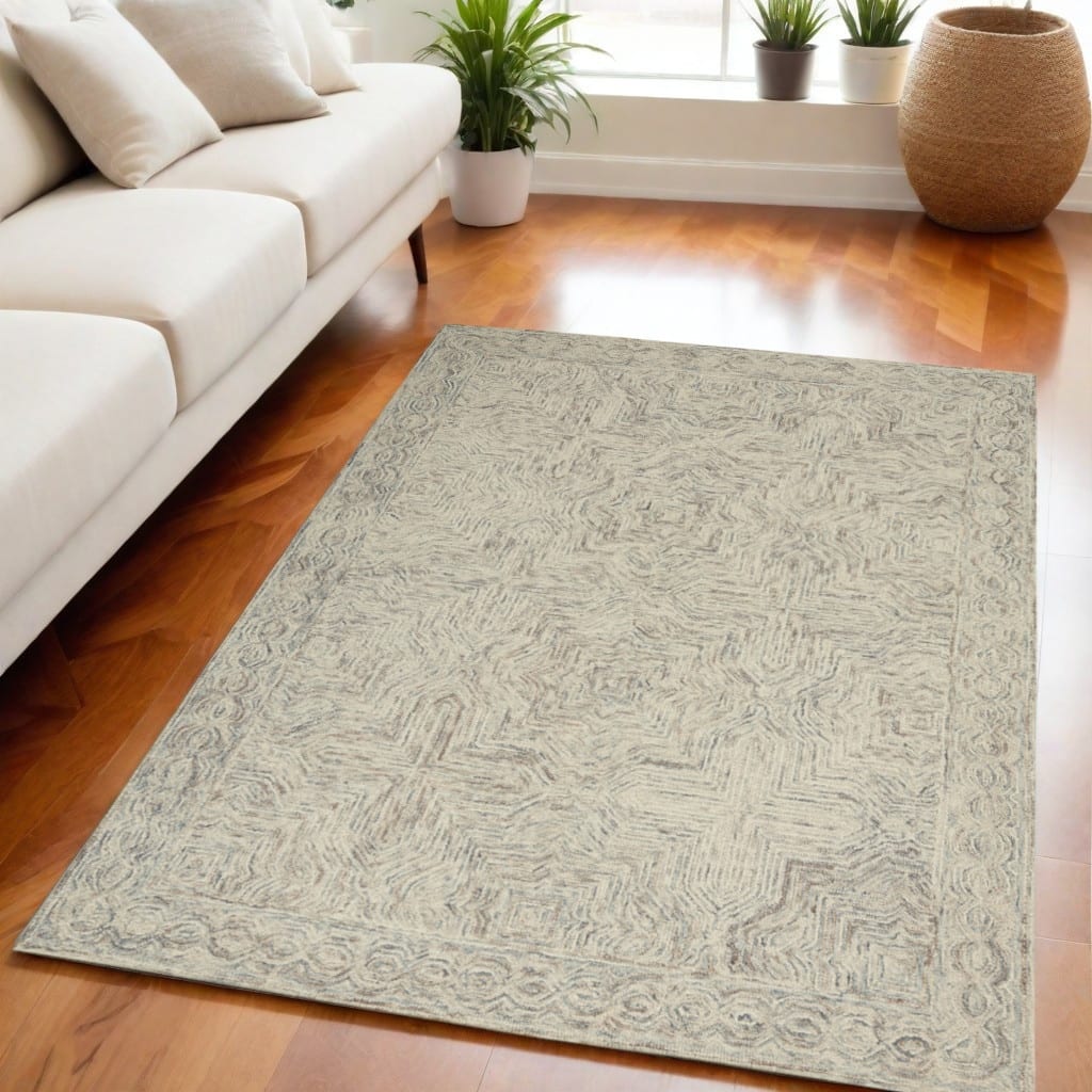 Dugov Power Loomed Geometric Modern Soft Area Rug By HomeRoots - 90' X '60' X '0.5