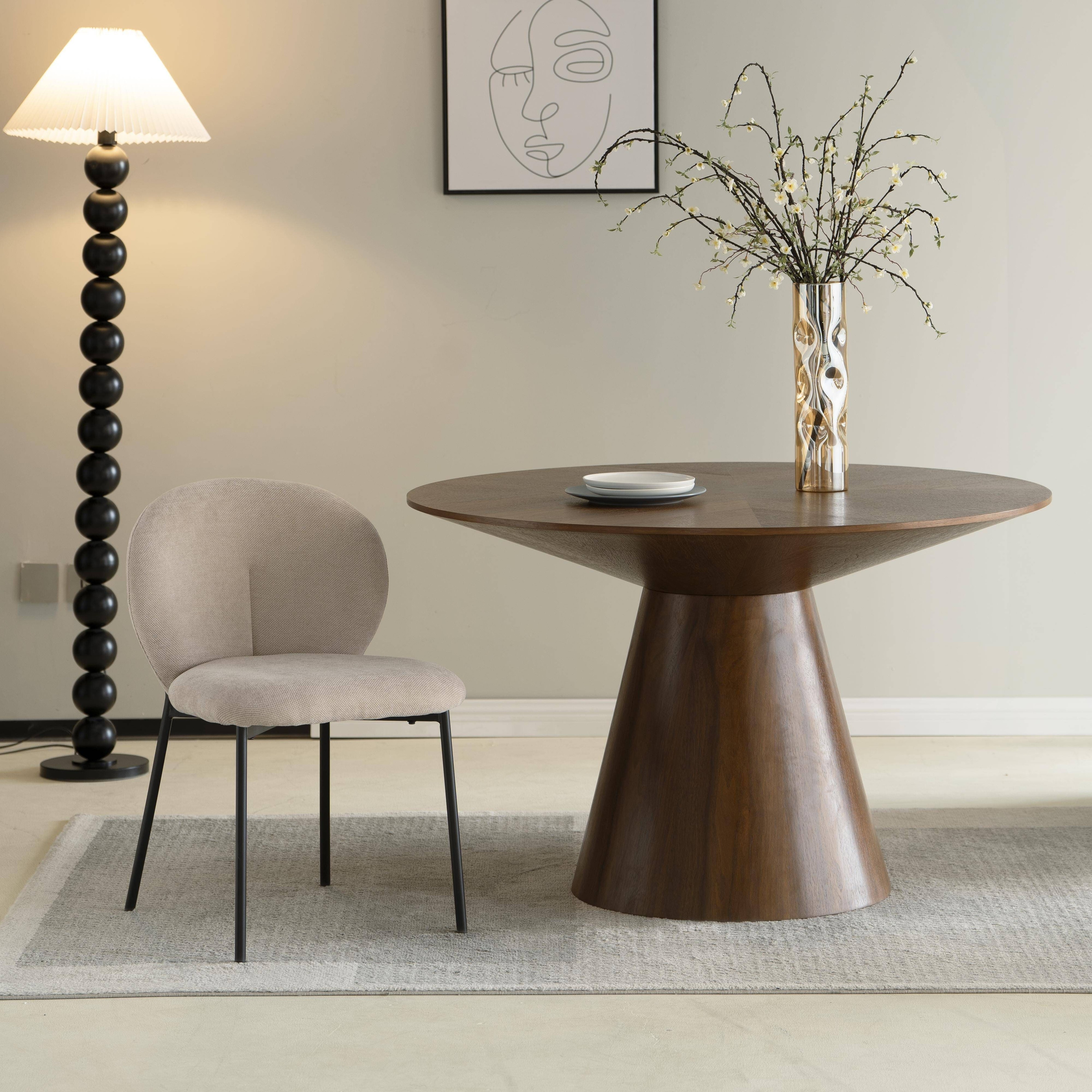 Fynix Modern 47-Inch Round Dining Table - Solid Ash Wood Veneer Top - Sleek Circular Kitchen Table for Home & Office Spaces
