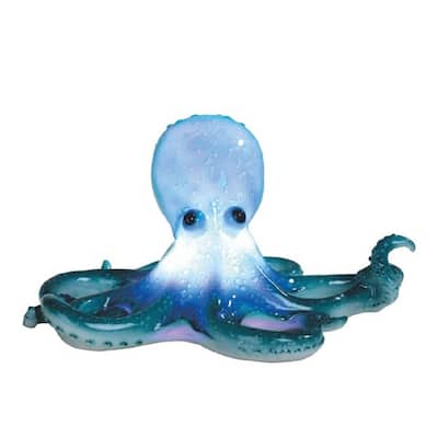 Q-Max 9"H LED Blue Octopus Night Light Statue Marine Life Decoration Figurine
