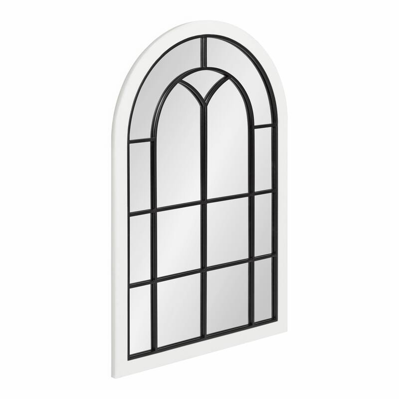 Kate and Laurel Joffrey Arch Windowpane Framed Wall Mirror - 24x36 - White