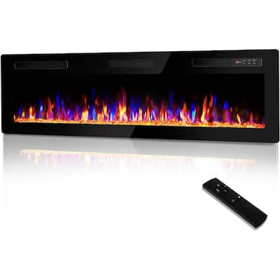 Bossin 30 to 72 inch Electric Fireplace Ultra-Thin and Silence Linear Recessed Wall Mounted Fireplace with Remote Control