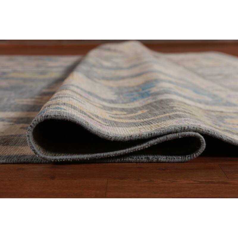Hand Knotted Oriental 100% Wool Carpet Transitional All-Over Greys & Charcoal Oushak Area Rug - 14' 4'' X 9' 11''