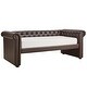 preview thumbnail 11 of 39, Knightsbridge Chesterfield Daybed by iNSPIRE Q Artisan Brown Bonded Leather - No Trundle