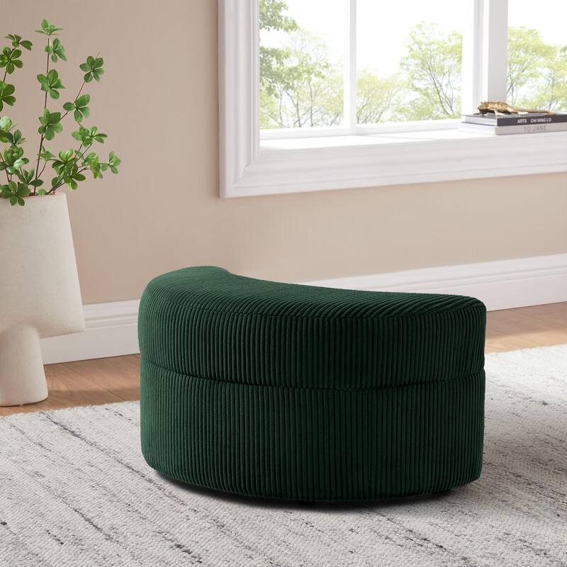 Moon Crescent Storage Upholstered Ottoman