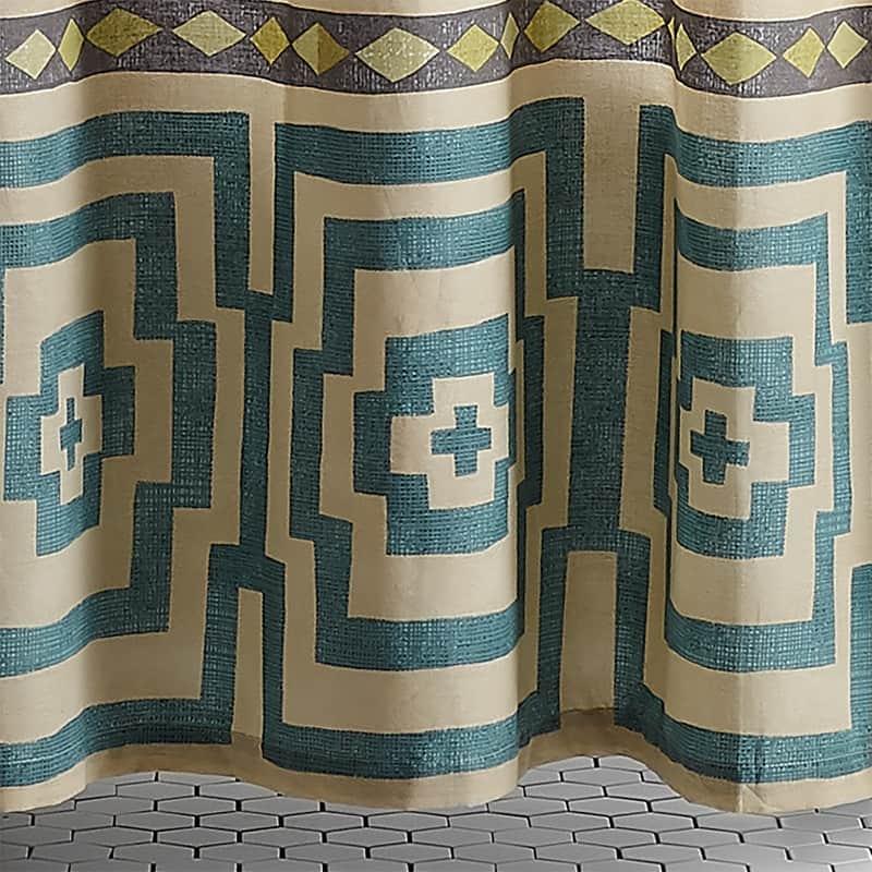 Hypnotic Blue Fabric Shower Curtain by Jungalow