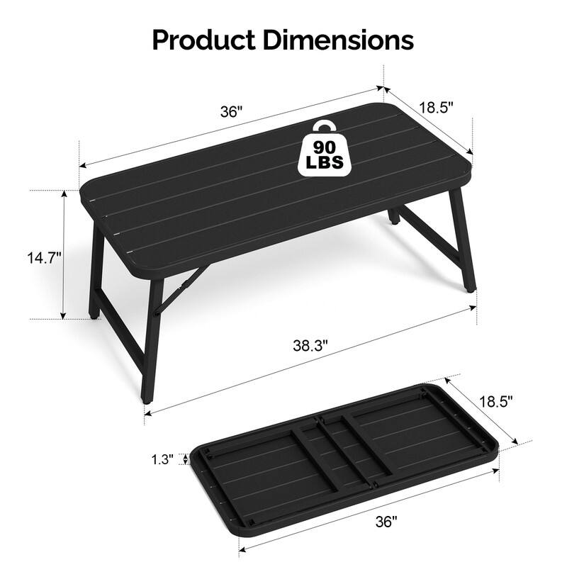 36 in. Folding Rectangle Metal Table,Outdoor Portable Picnic Table