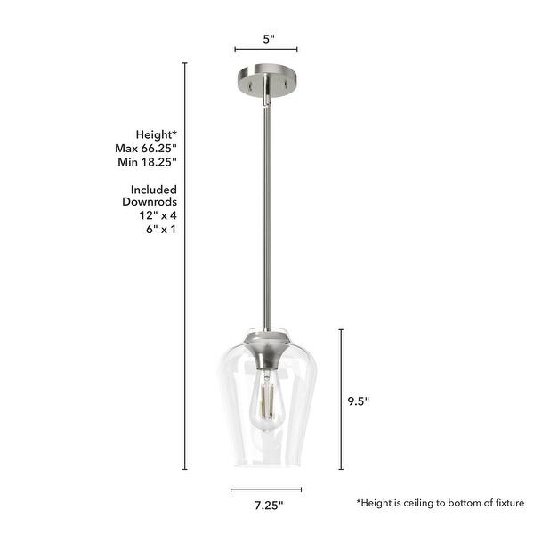 dimension image slide 1 of 5, Hunter Vidria 1-Light Mini Pendant - Kitchen Island, Dining Room, Bedroom - Contemporary, Transitional