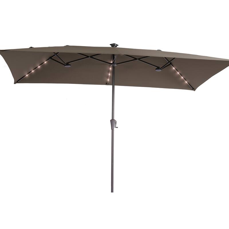 BONOSUKI 11x7/10x6.5ft Solar LED Double-Sided Patio Umbrella with Large Canopy Outdoor Table Umbrella