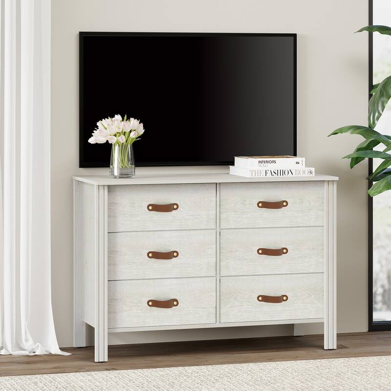 WAMPAT White Dresser for Bedroom, Large Long Dresser with Fabric Drawers, Kids Dressers & Chest of Drawers,