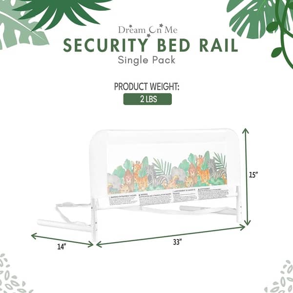 dimension image slide 1 of 5, Dream On Me Lightweight Mesh Security Adjustable Bed Rail for Toddler
