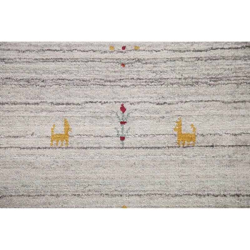 Handmade Gabbeh Indian Area Rug Hand-Knotted Wool Carpet - 8'0"x 9'11"