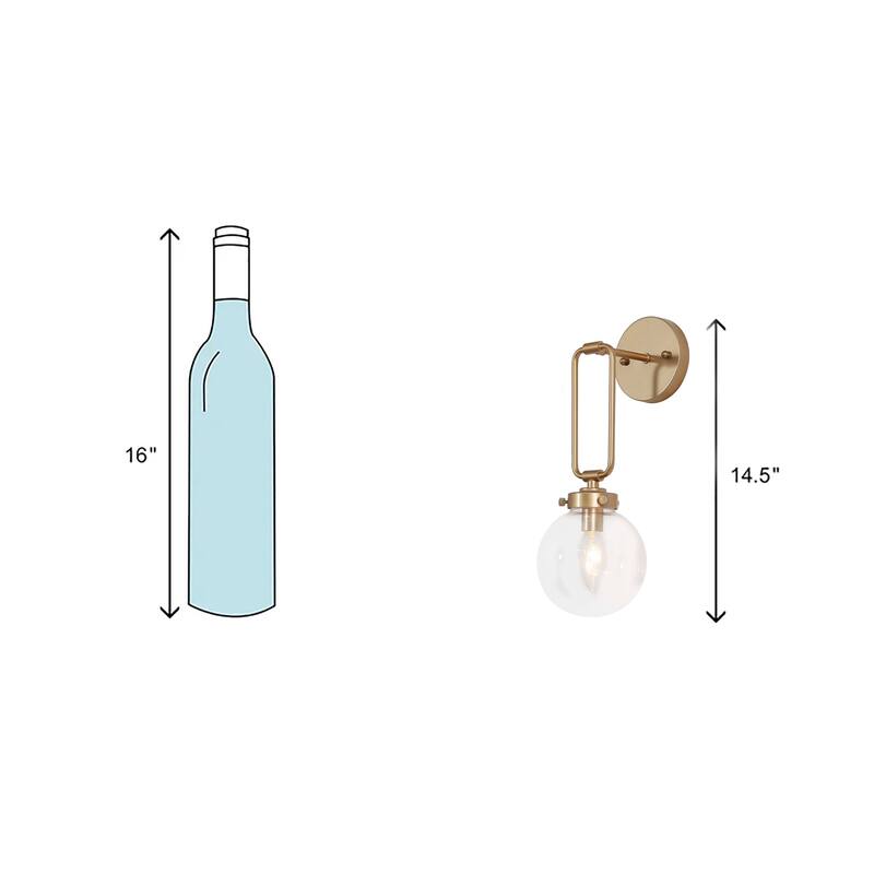 Holla Modern Contemporary Gold Glass Unique Wall Sconces Globe Vanity Lights for Foyer/ Stairway/ Bathroom - L5" x W7" x H14.5"