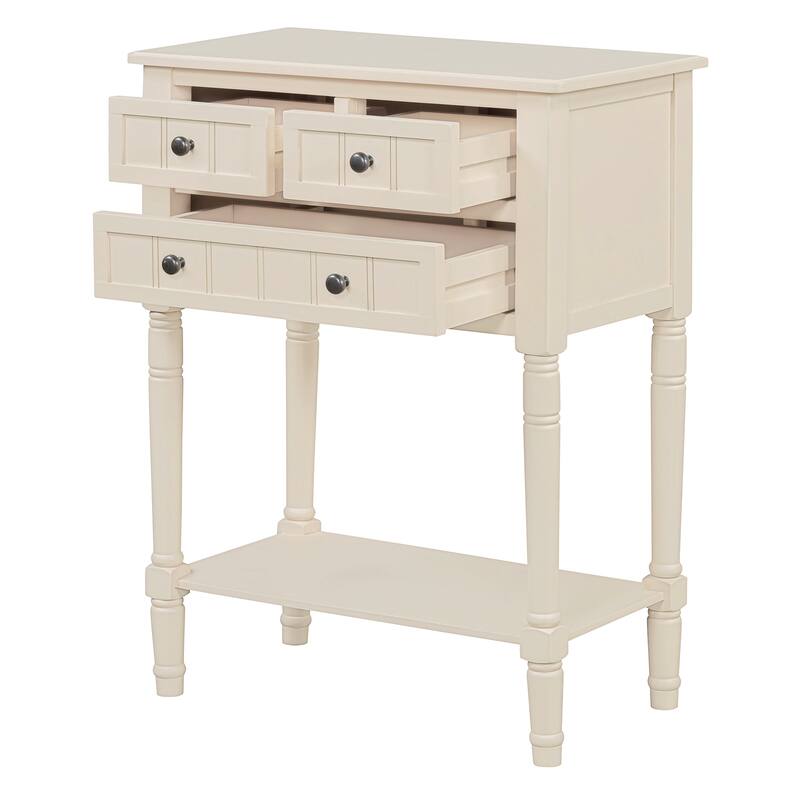 23.7" Classic Console Table with Three Storage Drawers and Bottom Shelf