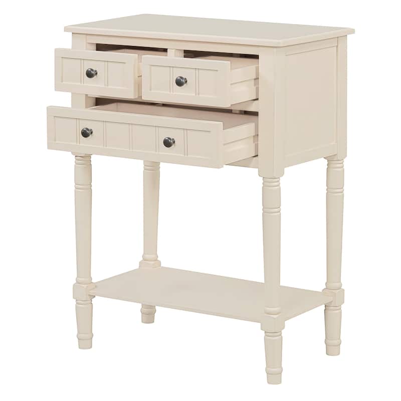 23.7" Narrow Entryway Table with 3 Drawers and Open Bottom Shelf, Slim Console Table for Living Room, Foyer, Hallway, Entryway