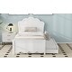 preview thumbnail 7 of 11, Wood Platform Bed with Flower Shape Headboard & Trundle Bed, White