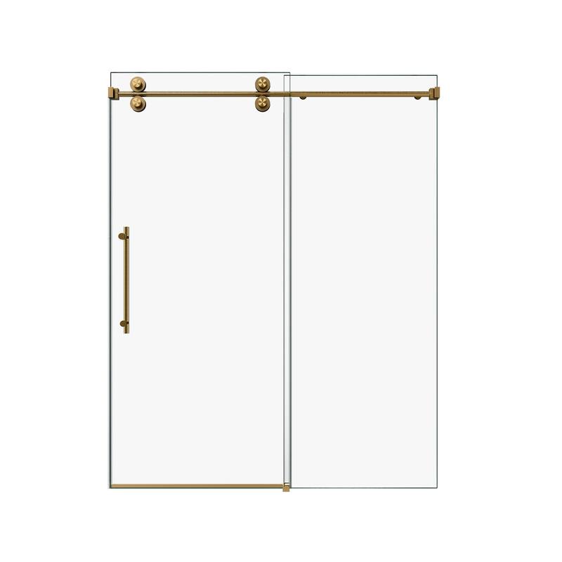 GDFStudio - Modern America Design Frameless Single Sliding Shower Door with 5/16" SGCC Tempered Glass & Stainless Steel Hardware