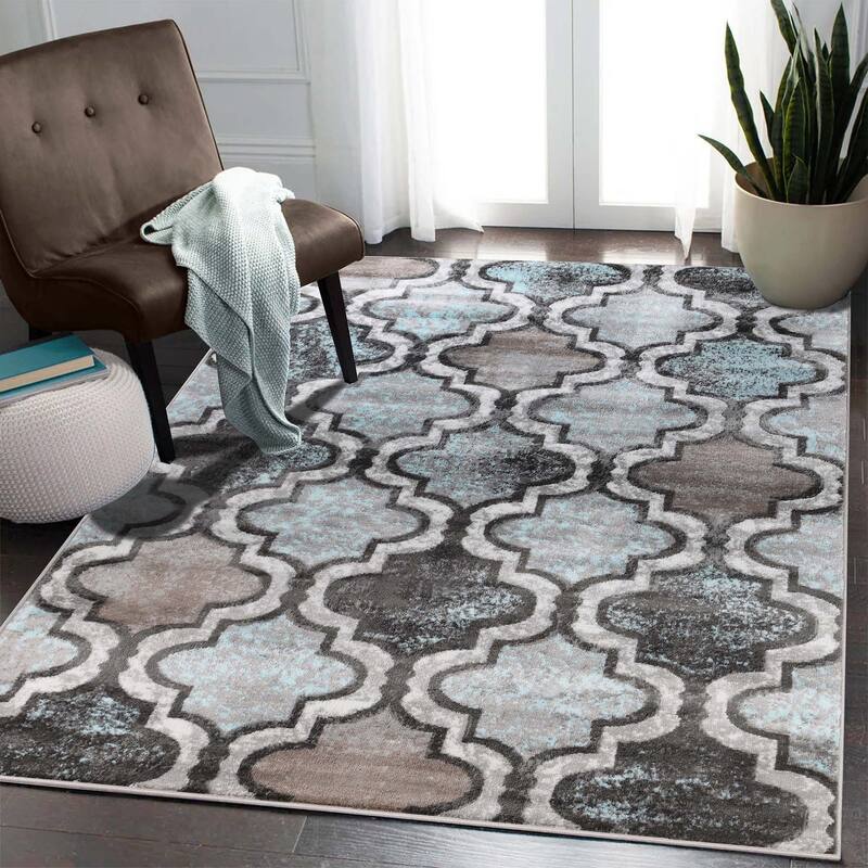 Superior Viking Contemporary Geometric Trellis Indoor Runner or Area Rug