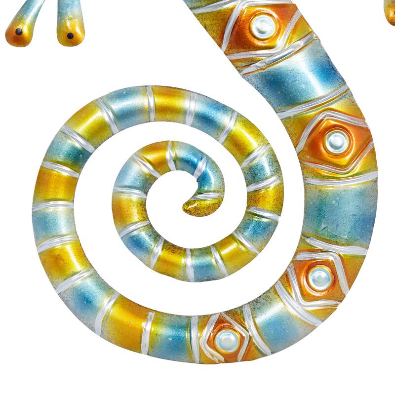 Multi Colored Metal Indoor Outdoor Lizard Home Wall Decor