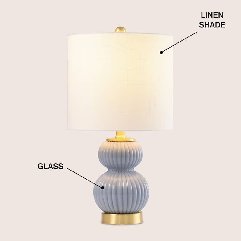 Lorena 20" Ribbed Metal/Glass LED Table Lamp, by JONATHAN Y