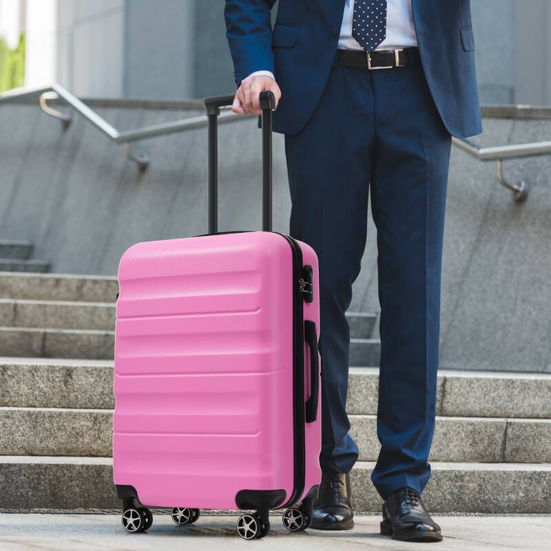 4-Piece, Modern Hard-Shell Luggage, Lightweight Luggage with Spinner Wheels, for Boarding Travel, Pink