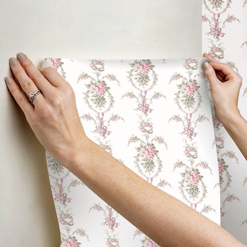 LoveShackFancy Rose Cheeks Party Pink Floral Cluster Wallpaper