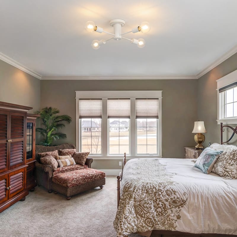 4-Light Modern Semi Flush Mount Chandelier for Bedroom Study Room