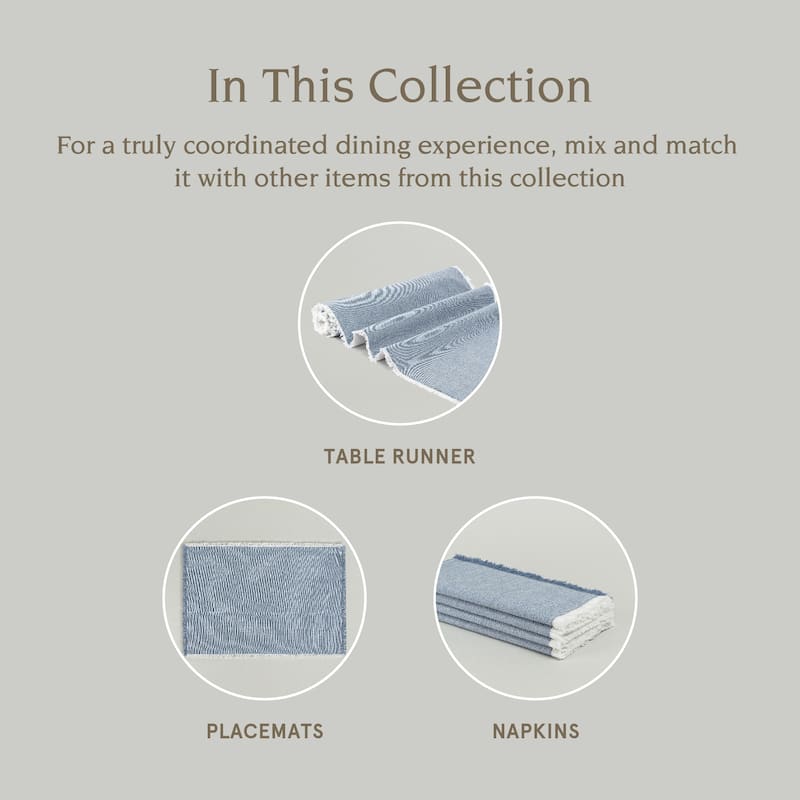over&back 100% Cotton Frayed Chambray Placemats - Set of 4