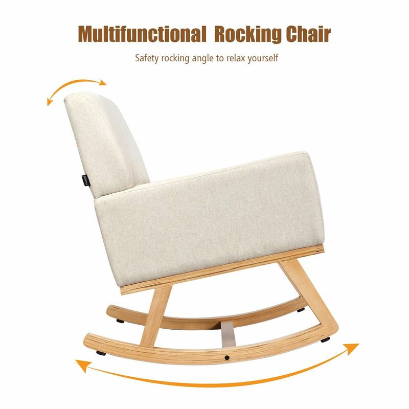 Rocking Chair Upholstered Armchair with Lumbar Support