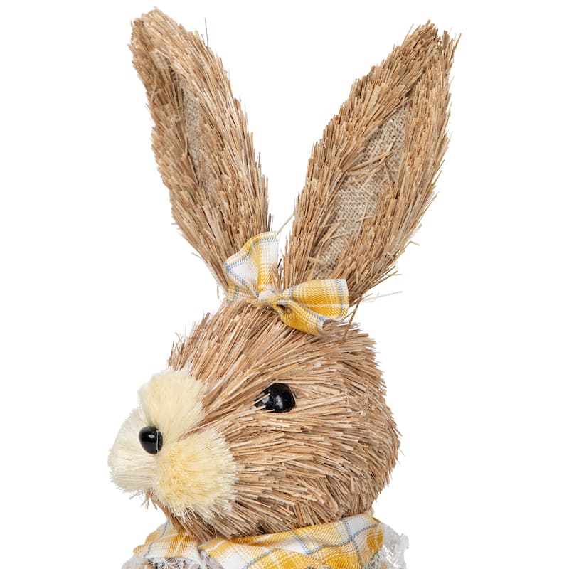 Rustic Girl Rabbit with Easter Basket Figure - 13.75" - Yellow Green