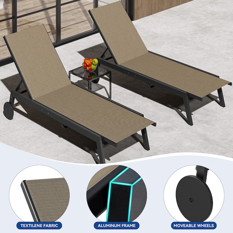 Outdoor Resin Lounge With Side Table And Adjustable Back