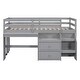 preview thumbnail 6 of 7, Gray Twin Size Wooden Loft Bed with Movable Desk and Small desk, 2 Drawers, Full-Length Guardrail
