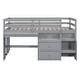 preview thumbnail 6 of 7, Gray Twin Wooden Loft Bed with Movable Desk, Small Desk, Drawers, Guardrail