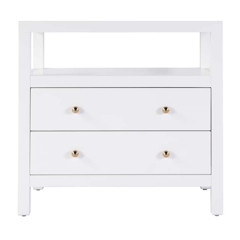 Nora 2-Drawer Wood Wide Nightstand