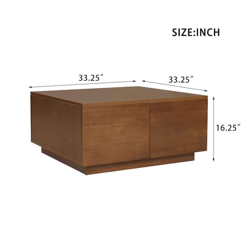 33.25" Square Coffee Table with 4 Drawers