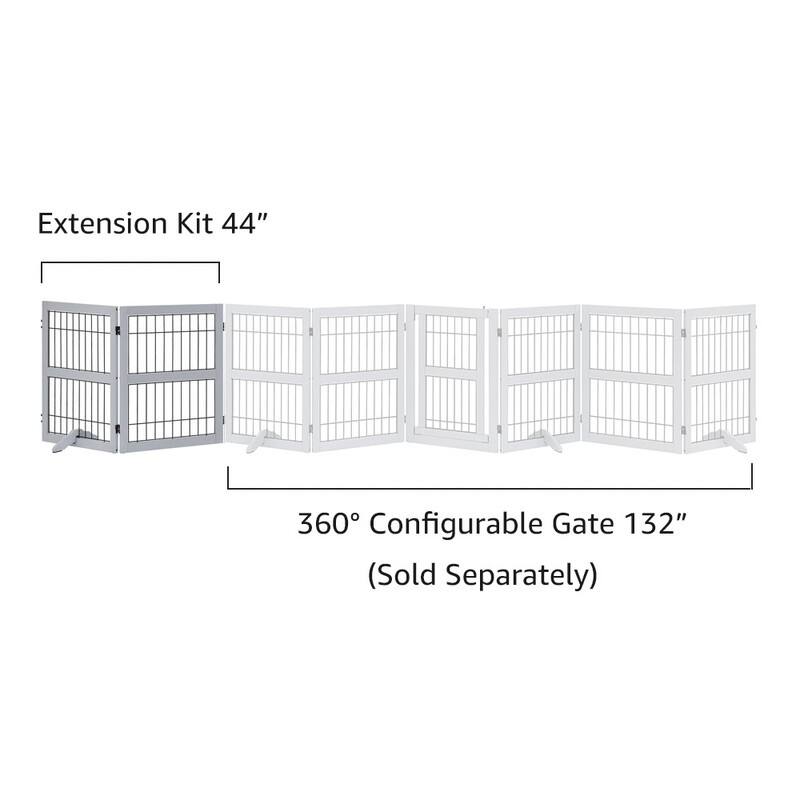 Unipaws Freestanding Wire Pet Gate with Door and 4 Support Feet