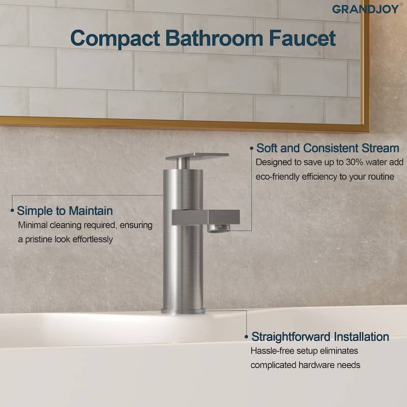 GRANDJOY 2-Pack Modern Single Handle Bathroom Vanity Faucet, Single-Hole Installation