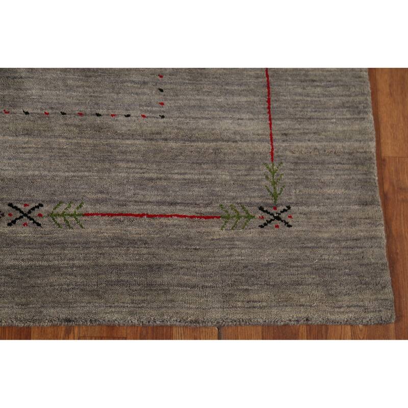 Striped Gabbeh Oriental Area Rug Handmade Contemporary Wool Carpet - 5'1"x 7'10"