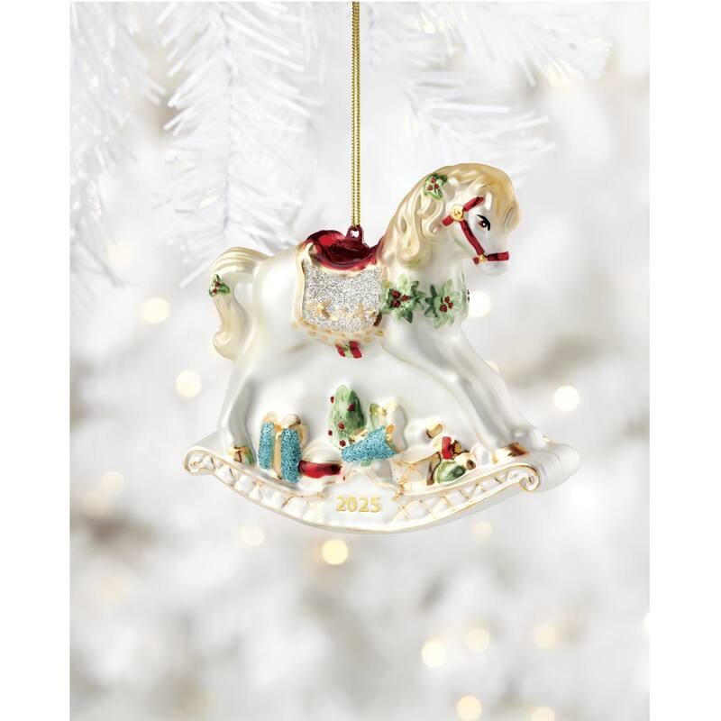 Lenox 2025 Blown Glass Baby's 1st Rocking Horse Ornament