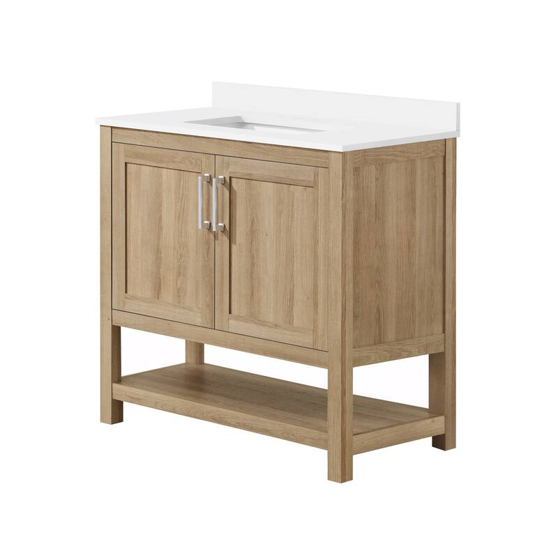 Ove Decors Vegas 36" Bathroom Vanity Combo w/ Top and Backslplash, White Oak