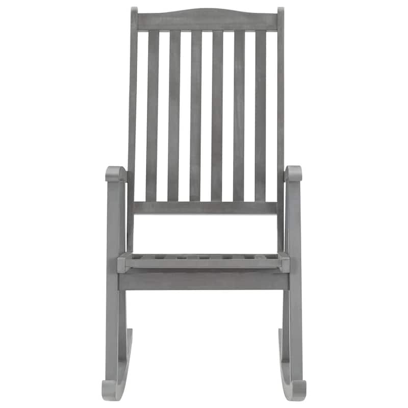 vidaXL Rocking Chair with Cushions Gray Solid Acacia Wood - 47.2" x 19.7" x 1.2"