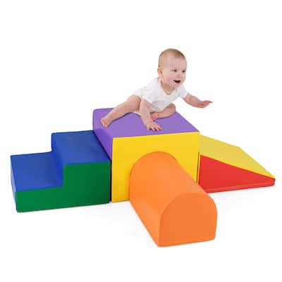 Gymax Kids Climb and Crawl Activity Playset Blocks w/ Waterproof PU - Multicolor