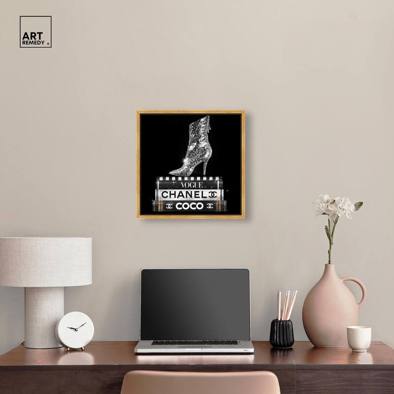 Cosmic Heel Boot and Books Canvas by Art Remedy