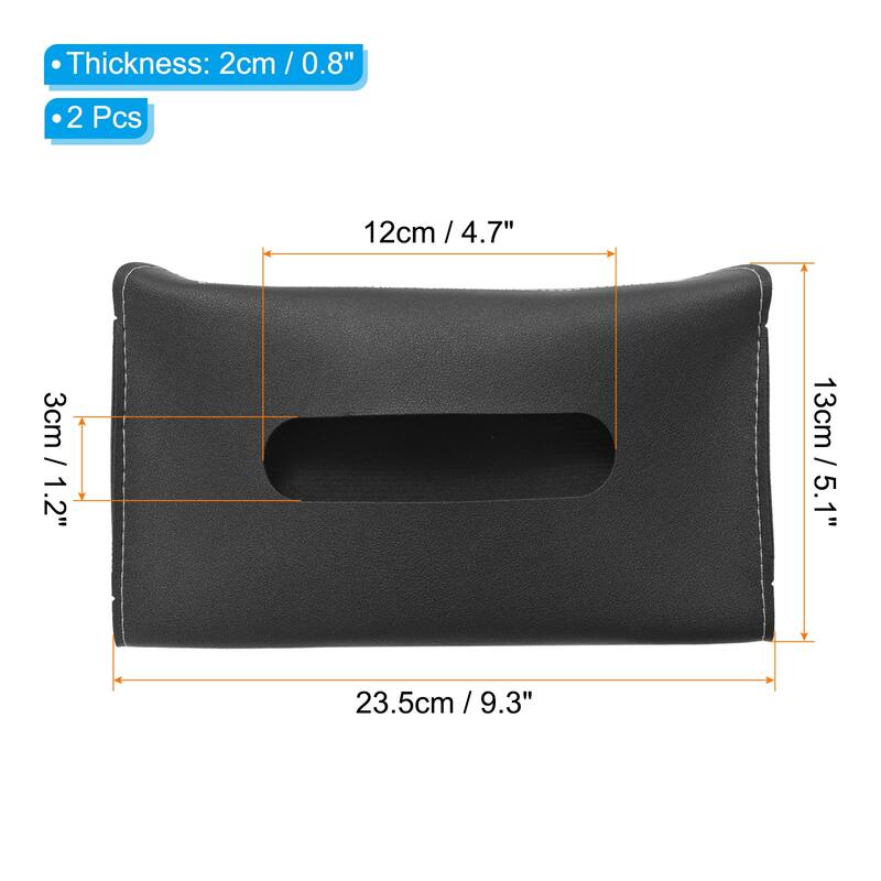 Car Tissue Holder, 2Pcs PU Leather Napkin Dispenser with Elastic Strap - 23.5x13x2cm