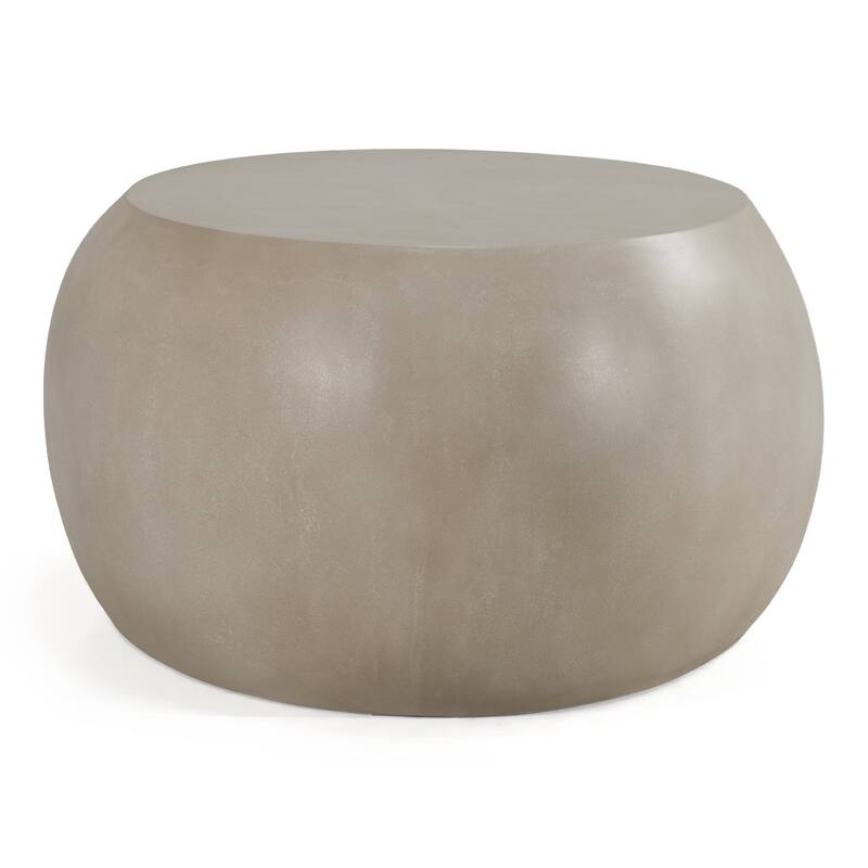 Denny Modern Beige Concrete Oval Coffee Table