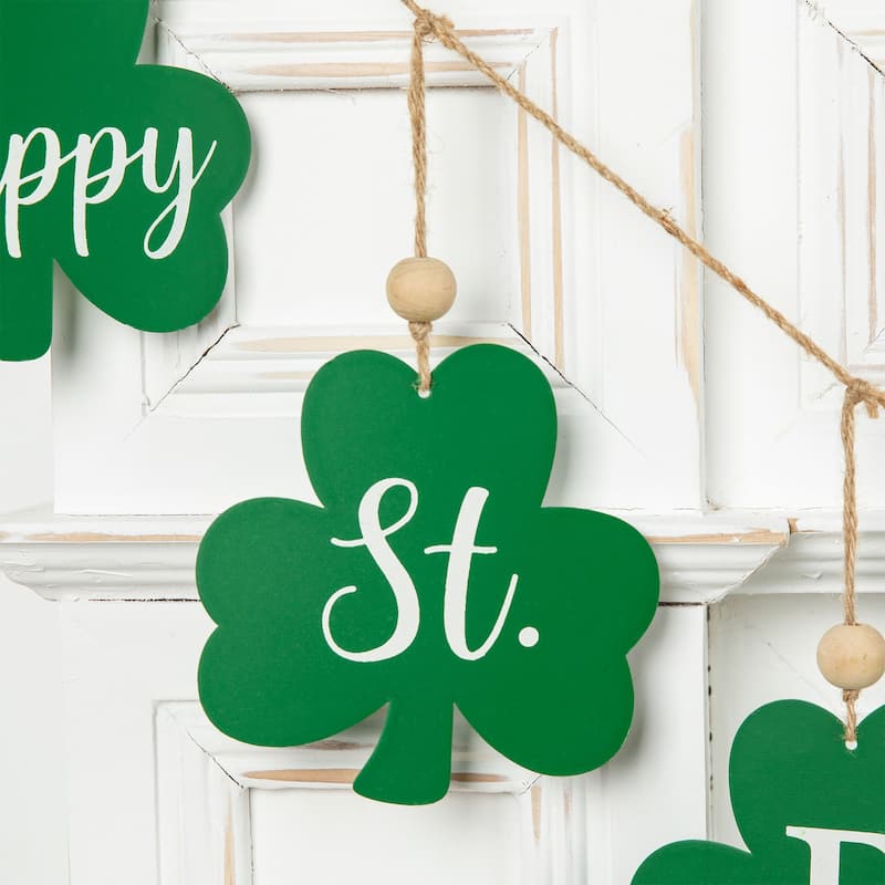 Glitzhome 72"L St. Patrick's Day Holiday Shamrocks Garland