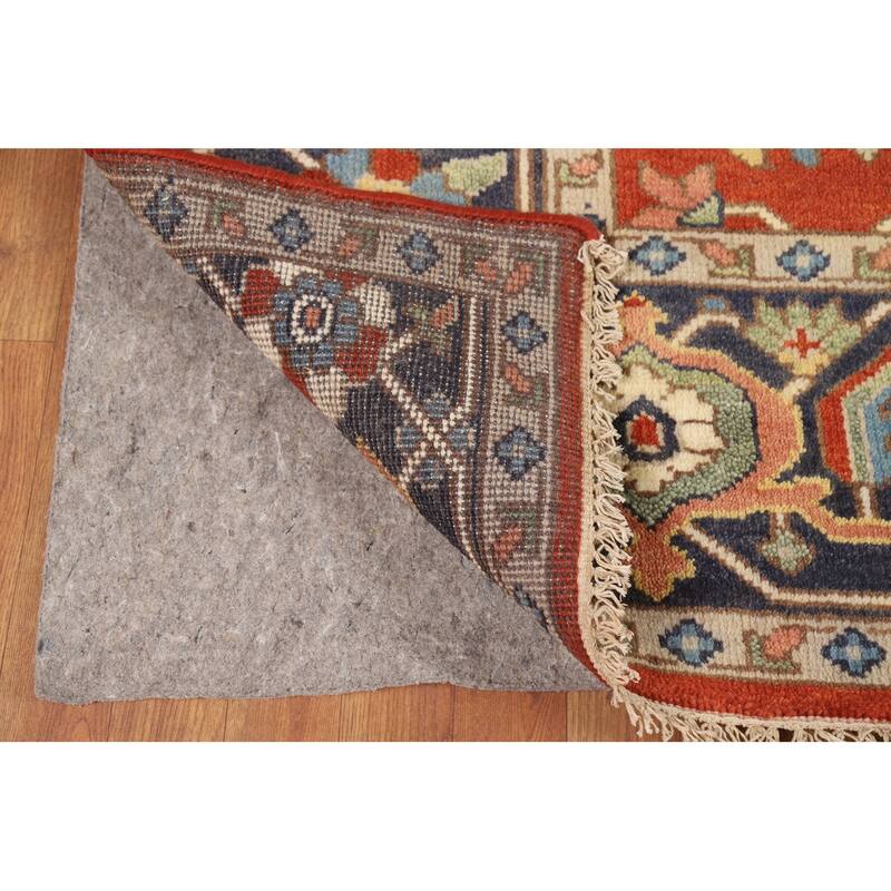 Hand Knotted Oriental 100% Wool Carpet Traditional All-Over Oranges & Rust Heriz (serapi) Area Rug - 9' 9'' X 8' 0''