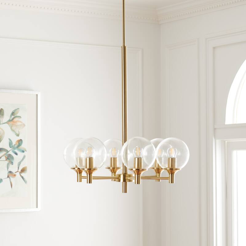 SAFAVIEH Lighting Mila Chandelier - 28" W x 28" D x 22" H - Antique Brass