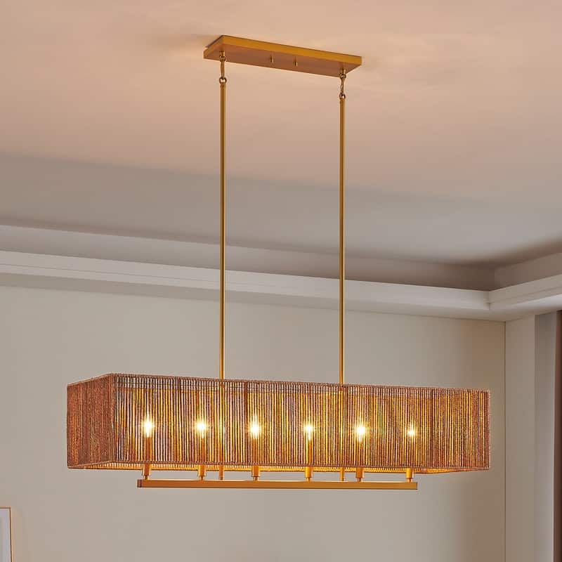 KAWOTI 6-Light Gold Handmade Pendant Light - Gold