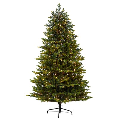 7ft. Fir Artificial Christmas Tree with 550 Clear Lights & 3703 Branches - Majestic Holiday X-Mas Display