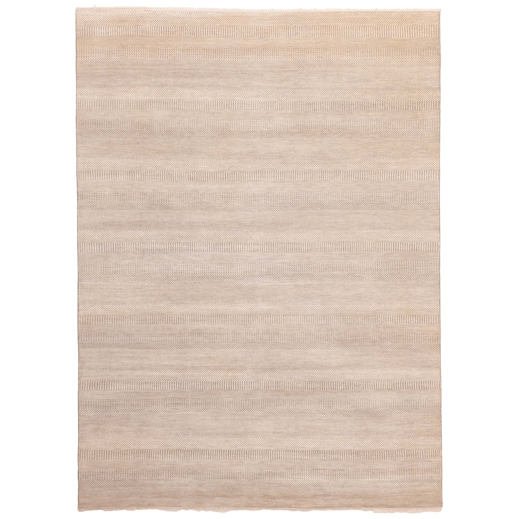 ECARPETGALLERY Hand-knotted Finest Silk Shadow Light Grey Silk, Wool Rug - 8'11 x 12'2